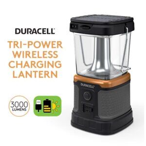 Duracell 3000 Lumen Lantern TRI Power Charging – Solar, USB & QI Charging